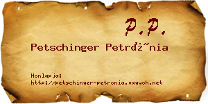 Petschinger Petrónia névjegykártya